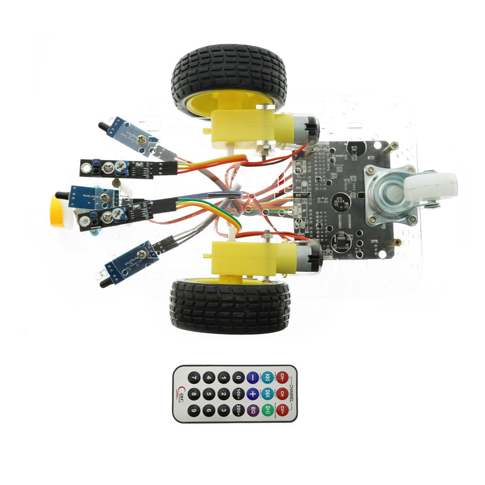 7V-12V Arduino कार रोबोट किट लाइन ट्रैकिंग फायर फाइटिंग इन्फ्रारेड रिमोट कंट्रोल