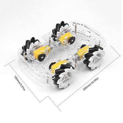 4WD प्लास्टिक पारदर्शी व्हील स्मार्ट कार चेसिस किट मेकनम के लिए